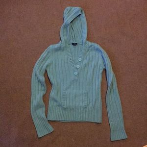 Blue Teal Rue21 Hooded Rib Sweater Large